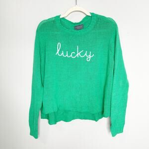Wooden Ship Paola Buendia Green Cotton Lucky Oversized Sweater Medium Large